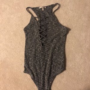 Gray snap closure bodysuit